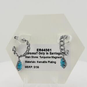 Bomb Party December Hoops "Drama? Only in Earrings" Turquoise on Hematite